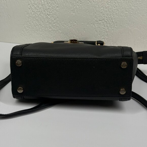 Michael Kors Tina Satchel Black Leather Gold Hardware Medium Bag - Picture 6 of 13